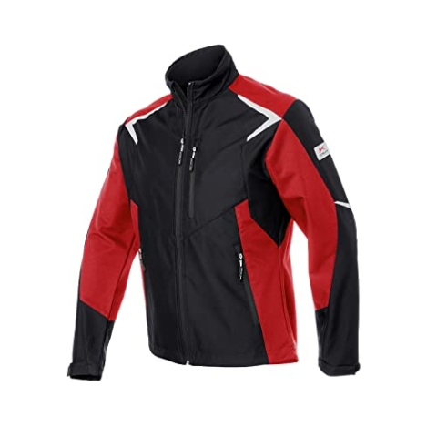 KÜBLER Workwear | KÜBLER BODYFORCE Softshell Arbeitsjacke | schwarz/mittelrot | Größe XL
