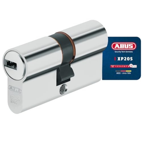 ABUS Profilzylinder XP20SN 30/30 inklusive Sicherungskarte & 3 Schlüsseln, 73434, Nickel