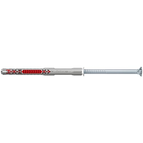 fischer DuoXpand 10 x 100 T, hochwertiger Universaldübel mit verzinkter Senkkopfschraube (50 Stk.), Dübel für starken Halt, ideal für poröse Baustoffe & randnahe Verankerungen im Innenbereich