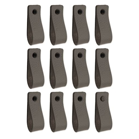 Brute Strength - Ledergriffe für Möbel - Dunkelgrau - 24 Stück - 16,5 x 2,5 cm - Schrankgriff, Türgriff für Küche, Bad, Schränke, Kommode, Holz