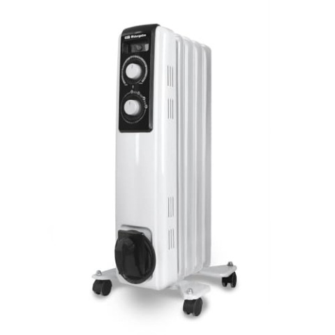 Orbegozo RF 1000 - Ölheizstrahler, 1000 W Leistung, modularer Aufbau mit 5 Elementen und Design in Weiß, 3600 W, 1 Liter, 44 dB, Holz, Schwarz