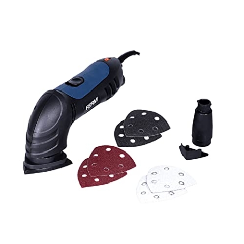 FERM Deltaschleifmaschine 280W - Mit 6-teiligen Schleifpapierset (P80) und Staubabsaugungsadapter