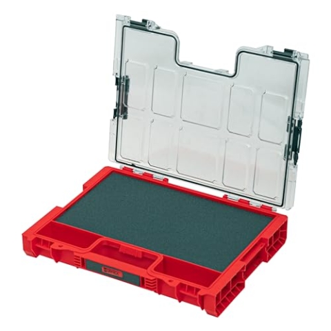 Qbrick System Pro Organizer 200 Mfi Red Ultra HD Sortimentskasten Sortierkasten Schraubenbox Sortierbox Kleinteilemagazin Werkzeugbox Für Werkstatt Sortierboxen Für Kleinteile Rot 45,2 x 35,8 x 7,9 cm