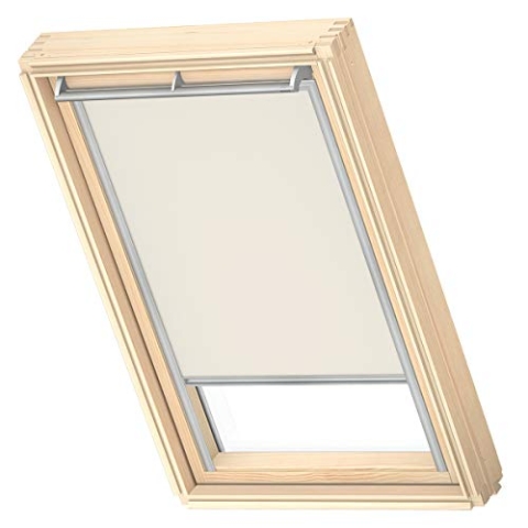 VELUX Original Dachfenster Verdunkelungsrollo, mit Grauer Führungsschiene, Hellbeige, für S08