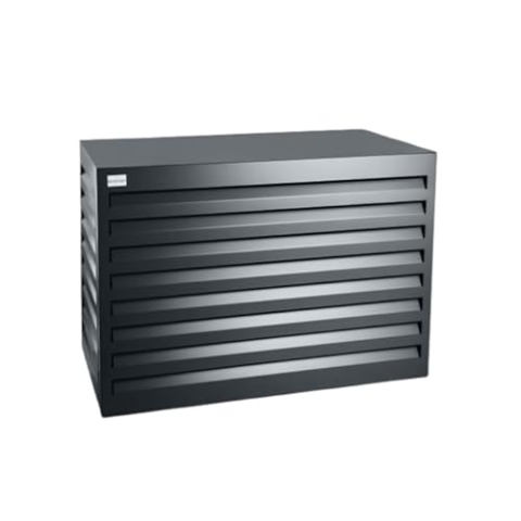 EVOLAR Evo-Cover Abdeckung/Verkleidung für Klimaanlage und Wärmepumpe für Außengerät Garten Balkon – Schutzgitter/Sichtschutz aus Aluminium mit Lamellen – Modell: SMALL, Farbe: ANTHRAZIT DUNKEL