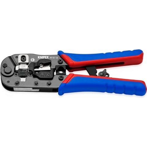 KNIPEX Crimpzange für RJ45-Westernstecker mit Mehrkomponenten-Hüllen brüniert 190 mm 97 51 13
