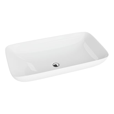 LAVITA Aufsatzwaschtisch Toro Aufsatzwaschbecken Rechteckig Waschbecken Ohne Überlauf und Hahnloch Aus hochwertigem Porzellan Waschtisch modernes Badkeramik Waschplatz 70,5x39x13,5 cm Weiß Glanz