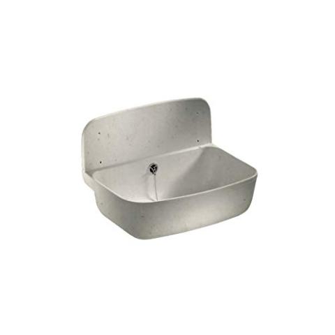 Sanit Wandausgussbecken (schlagfester Kunststoff, Granit, Fassungsvermögen 13,5 l, Überlauf, Zubehör) 60.001.B6.0099