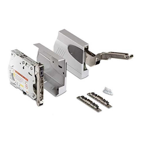 Klappenbeschlag Blum® AVENTOS HK 20K2900 (LF 3200-9000) mit Blumotion für Hochklappen Öffnungswinkel 100° inkl. Abdeckkappen hellgrau und Frontbefestigungsset