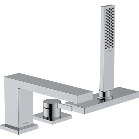 hansgrohe Tecturis E - 3-Loch Badewannenarmtur Wannenrand für 2 Verbraucher mit Schlauchbox (sBox), Mischbatterie Badewanne, Wannenrandarmatur, Chrom