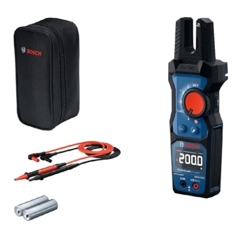 Bosch Professional Elektromessgerät GFM 1000-15 (True RMS, invertiertes LCD, misst bis zu 200 A AC, kontaktloser Spannungsdetektor, kompatibel mit Magnetaufhängung MH 1, 2 x 1,5 V LR06 (AA))
