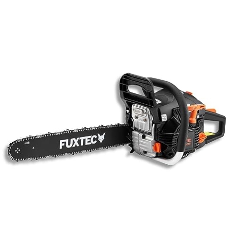 FUXTEC Benzin Kettensäge FX-KSP351 – Motorsägen Leistung 2,1 KW/ 50,8ccm Hubraum & EASY-Start – Schwertlänge 18 Zoll – Gewicht von 5,37Kg- Notstopp-Kippschalter/Schwertschutz