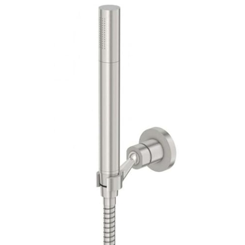 Steinberg Serie 100 Handbrausegarnitur, Stabhandbrause, Wandhalterung, 1001650, Farbe: Brushed Nickel