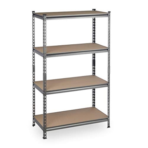 Relaxdays Schwerlastregal, 4 Ebenen, Traglast 1440 kg, Kellerregal zum Stecken, HBT: 153 x 91 x 46 cm, Stahl & MDF, grau