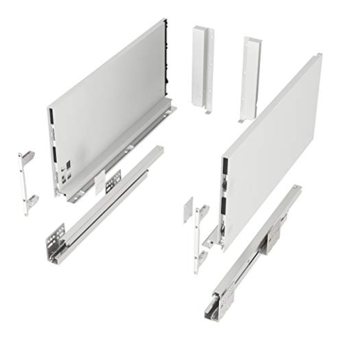 Schubkastensystem JUNKER-SLIM weiß Höhe: 199 mm Tiefe: 400 mm belastbar bis 40 Kg Soft-Close Schubkasten mit 13 mm schlanken Schubladenzargen
