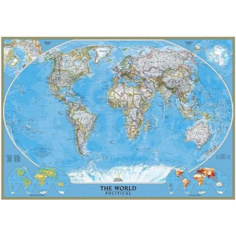 Komar Vlies Fototapete - The World Political - Größe: 400 x 280 cm (Breite x Höhe) - Weltkarte, Politik, Landkarte, Kinderzimmer, Tapete - IANGX8-014