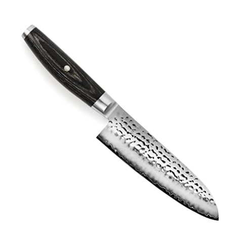 Yaxell Messer KETU Santoku mit Klinge aus Lagenstahl und Griff aus Buchenholz Pakka in der Farbe Schwarz, Länge: 16,5 cm, 34901