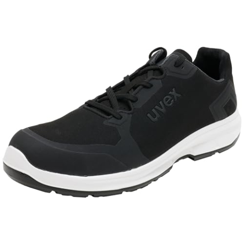 Uvex 1 Sport S3 ESD Sicherheitsschuhe für Herren - Bequeme & Atmungsaktive Arbeitsschuhe für Männer - Leichte & Ergonomische Halbschuhe Velours ,Schwarz,37 EU