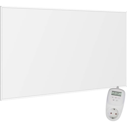 VIESTA® Infrarot Wandheizung mit Thermostat [FERNBEDIENUNG + WIFI STEUERUNG] – Infrarotheizung Wandmontage Heizkörper – Carbon Crystal Infrarot Paneel App steuerbar – (Modell TH12 WIFI - 780W)