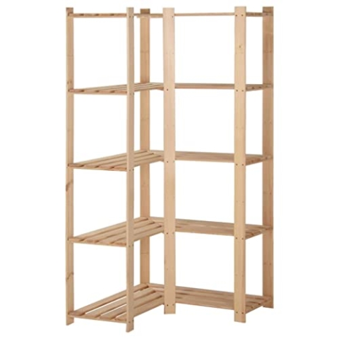 vidaXL Kiefernholz Massiv Eck Lagerregal mit 5 Böden Standregal Haushaltsregal Küchenregal Holzregal Kellerregal Schwerlastregal Regal 82,5x82,5x170cm