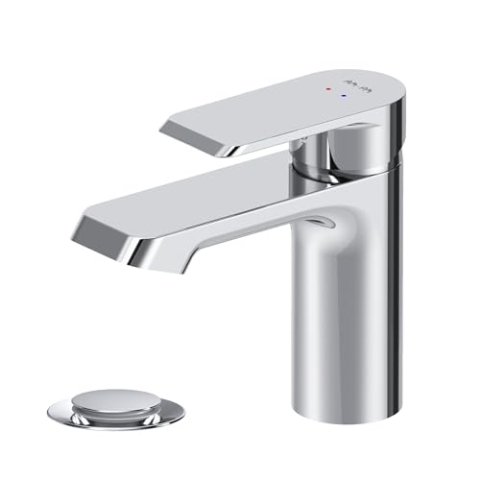 AM.PM Flash - Wasserhahn Bad mit Klick-Ablaufgarnitur, Einhebel-Waschtischarmatur mit Ablaufgarnitur, Einhandmischer Waschbecken, Badarmatur Mischbatterie Waschtischmischer für Badezimmer