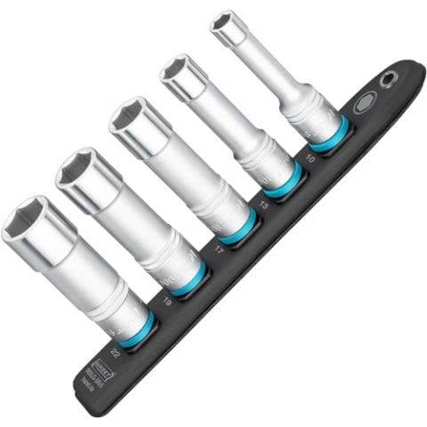 HAZET Smart-Rail 900LG-SR/5 I magnetische Unterseite mit 5 Steckplätzen, Antrieb: Vierkant 12,5 mm (1/2 Zoll), Abtrieb: Außen-Sechskant I flexible Kunststoff-Steckleiste für Steckschlüssel