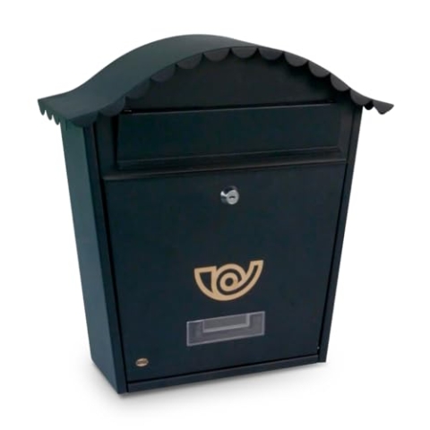 Amig 7464 - Außenbriefkasten Modell 1, aus Stahl, Farbe Schwarz, Maße 37 x 32 x 10,5 cm (DIN-A4-Papierformat)