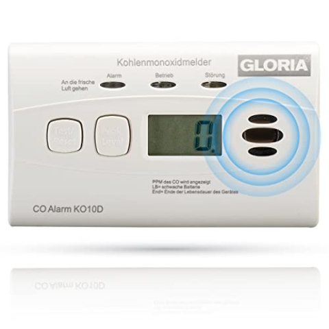 GLORIA KO10D Kohlenmonoxidmelder K010D mit 10 Jahren Garantie und fest eingebauter Lithium Batterie
