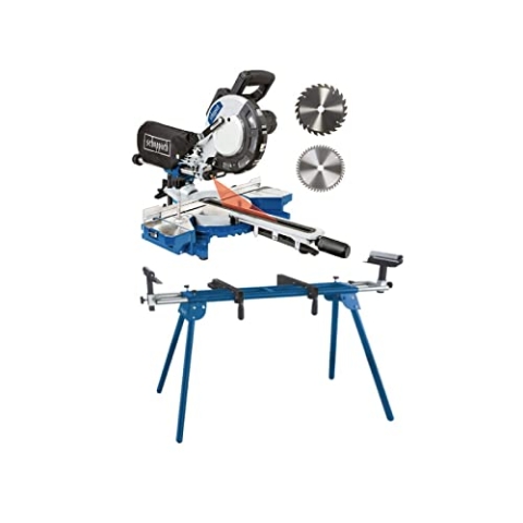 Scheppach Kappzugsäge HM216 Kappsäge Gehrungssäge mit Laser | Sägeblatt Ø 216mm | 2000W Leistung | Drehtisch mit Schnellarretierung | inkl. 2 Sägeblatt (HM216 + UMF2000)