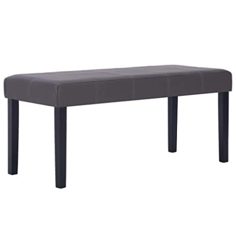 vidaXL Sitzbank Polsterbank Flurbank Lederbank Bank Betthocker Beistellbank Garderobenbank Wohnzimmer Flur 106cm Grau Kunstleder Holzrahmen