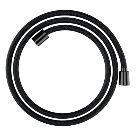 hansgrohe Designflex - universal Textil Duschschlauch 1,60 m, mit Verdrehschutz, flexibler Brauseschlauch mit Knickschutz, inkl. Dichtungsringe, Brushed Black Chrome