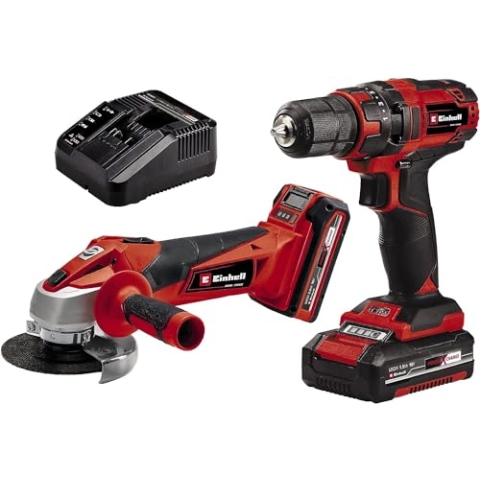 Einhell Maschinen-Set (Werkzeug) TC-TK 18 Li Kit Power X-Change (Lithium-Ionen, Bohrschrauber TC-CD 18/35 Li + Winkelschleifer TC-AG 18/115 Li, inkl. 1,5 Ah und 3,0 Ah Akku)