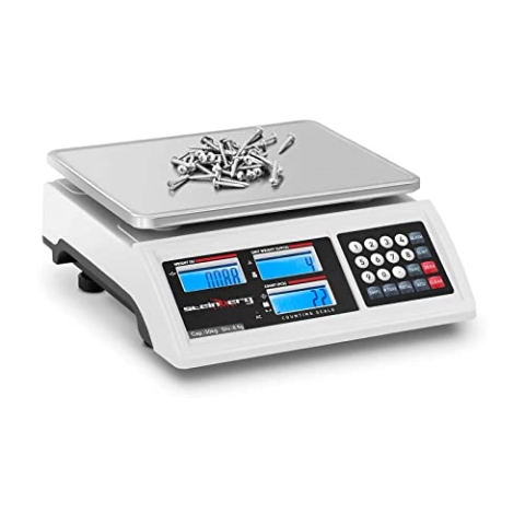 Steinberg Systems SBS-ZW-3005 Zählwaage 30 kg / 0,5 g Akku 80 h 3 LCD-Displays RS232-Schnittstelle Inventurwaage Referenzwaage Stückzählwaage