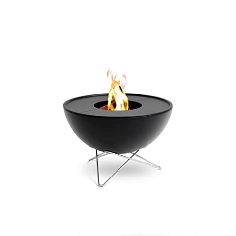 höfats - BOWL 57 Plancha Set tief - raucharme Verbrennung - Feuerstelle und Plancha Grill - kippbarer Feuerkorb inkl. 2 Plancha Grillplatten - Stahl emailliert – schwarz, Ø 57 cm