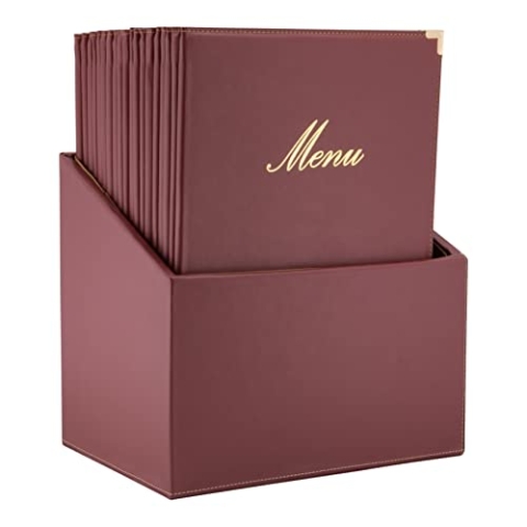 Securit Speisekarten-Mappe CLASSIC in Box, DIN A4, weinrot, Leder, Bordeaux