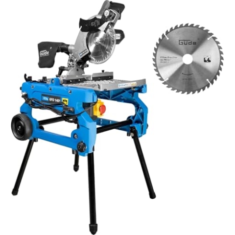 Güde 55174 GFO 1401 Tisch Kapp Gehrungssäge (1400W, Sägeblatt Durchmesser 216mm, Hartmetallsägeblatt, Schwenktisch)