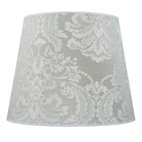 XL Lampenschirm Stoff in Silber für Stehlampen Wohnzimmer H:30 cm E27 blendarm wohnlich konischer Leuchtenschirm WILLOW