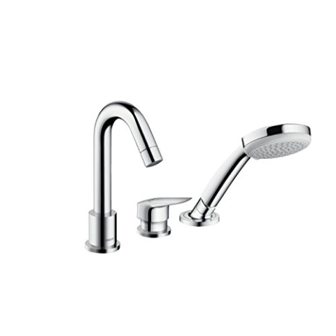 hansgrohe Logis 3-Loch Einhebel-Wannenrandmischer inkl. Duschkopf, Chrom