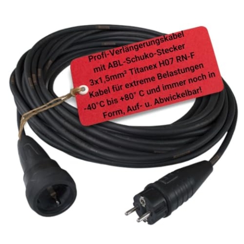 Schabus 300110 Verlängerungskabel Titanex Kabel und ABL Schuko 3G1,5 mm, schwarz