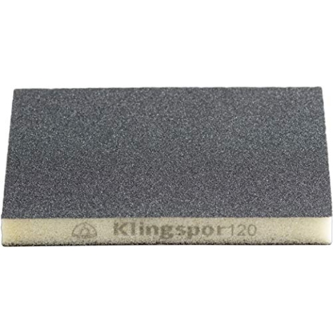 Klingpsor 244377 - SW 502 Schleifschwamm, flexibel, 2-seitig beschichtet, schwarz, 123X96X12,5 - Korn 120, 100 Stück