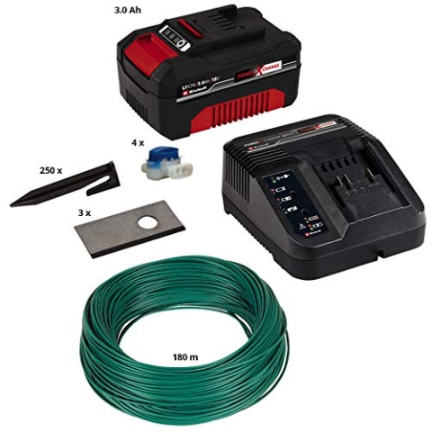 Einhell Mähroboter-Zubehör Installations Kit 800 m² (für Mähroboter FREELEXO, Rasenflächen bis 800 m², inkl. 3 Ah Power X-Change Akku, 3 Klingen, 180 m Begrenzungsdraht)