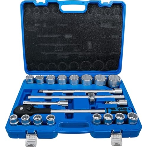 BGS 1223 | Steckschlüssel-Satz Zwölfkant | 21-tlg. | Antrieb 20 mm (3/4") | inkl. Kunststoff-Koffer | für Lkw, NFZ, Landwirtschaft