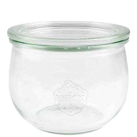 6 Weck Einkochgläser 500ml Tulpenform RR100 mit Glasdeckel und Frischhaltedeckel im Original Weck