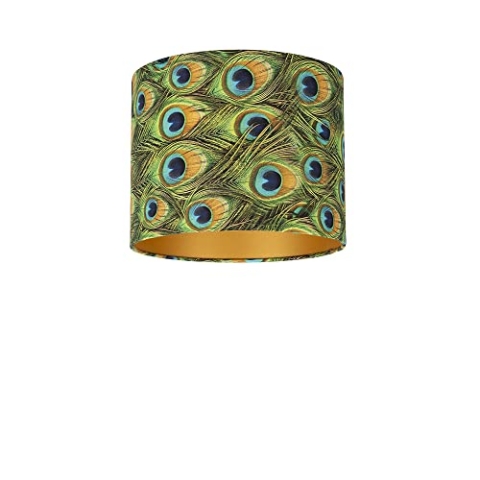 Uniqq Lampenschirm Velours Pfau Ø 40 cm - 30 cm hoch, UL168