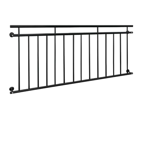 ECD Germany Französischer Balkon 90 x 184 cm mit 14 Füllstäben, Schwarz matt & rau, Stahl pulverbeschichtet, Balkongeländer Stabgeländer Balkonbrüstung Balkongitter Fenstergeländer Außen Fenstergitter
