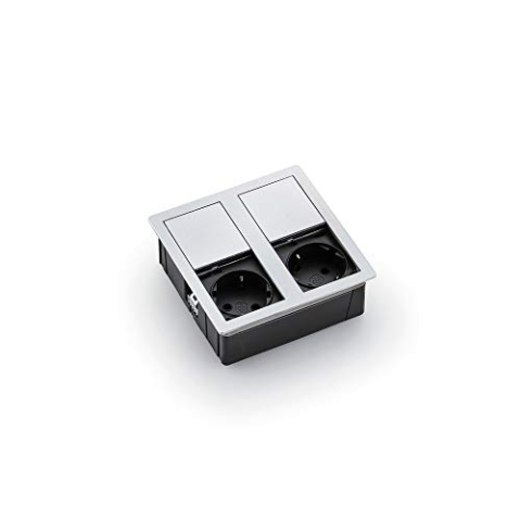 Kopp 939630013 VersaHIT Dual Einbausteckdose, 16 A, IP54, 3400 W, Edelstahl