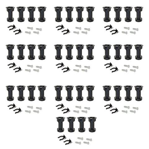 Emuca 2032417 Set aus 10 Sätzen aus 4 regulierbaren Füßen für Küche/Bad mit Zubehör Höhe 98-115mm aus schwarzem Kunststoff, H 100mm