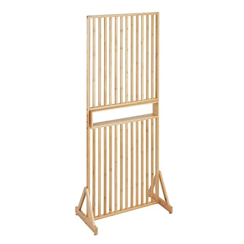 WENKO Raumtrenner Mod. Kailua, hochwertiger Raumteiler aus 100% Bambus mit integrierter Ablage, (B x H x T): 72 x 178 x 40 cm, Braun