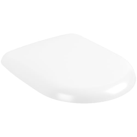 Villeroy & Boch Antao WC-Sitz, Toilettendeckel mit Absenkautomatik, abnehmbarer Toilettensitz aus bruchsicherem Duroplast, Klodeckel Original Ersatzteil, D-Form, Stone White, matt