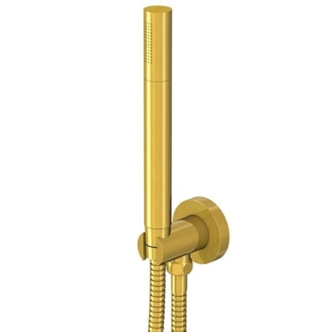 Steinberg Serie 100 Handbrausengarnitur, mit integriertem Brauseanschlussbogen, Stabhandbrause, 1001670BG, Farbe: Brushed Gold